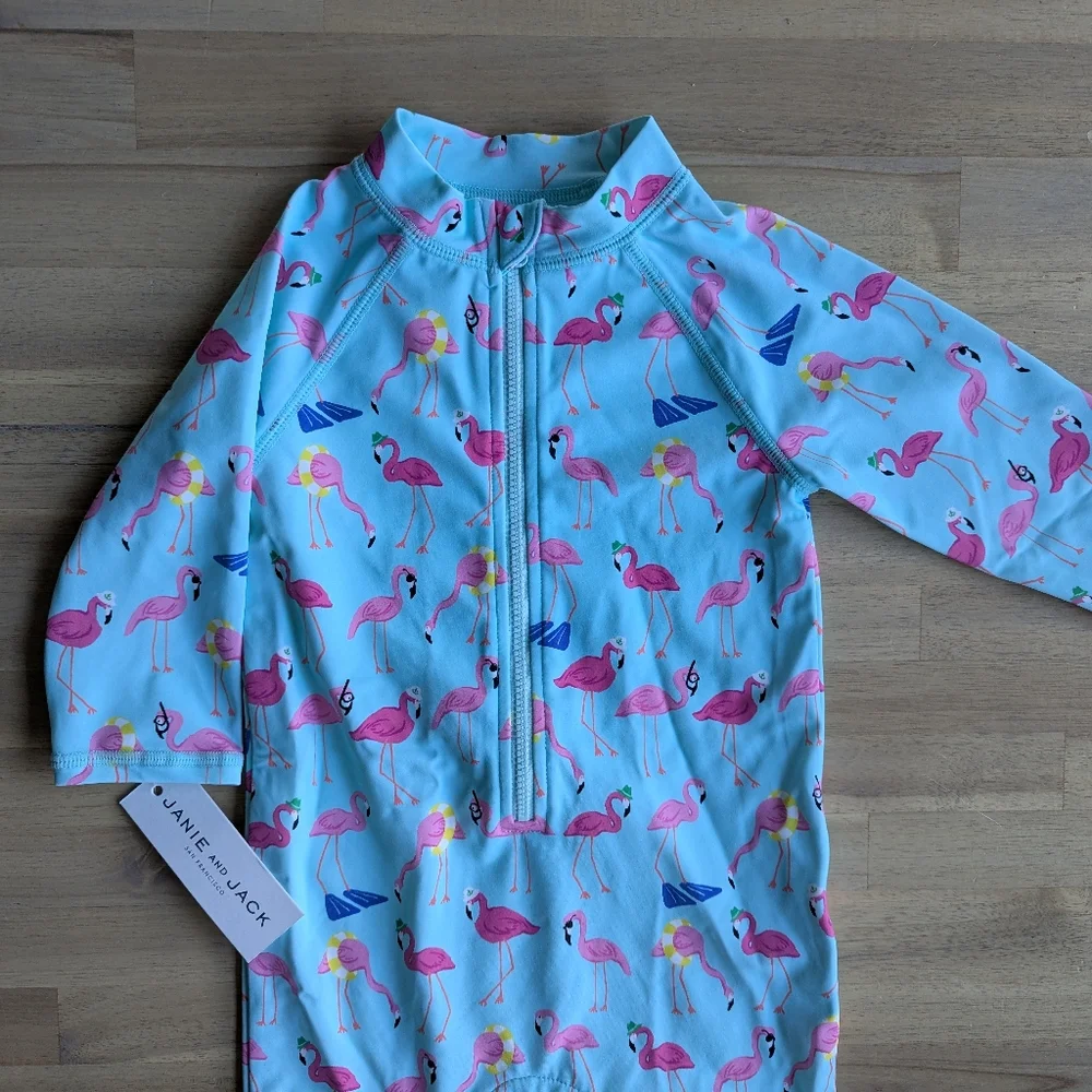 Janie & Jack Baby Recycled Flamingo Rash Guard‎ Swimsuit 18/24mo NWT!